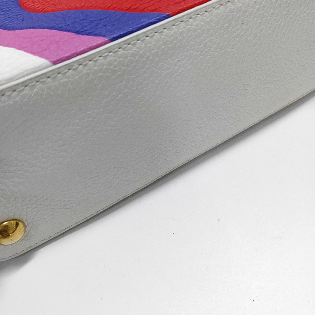 LOUIS VUITTON CAPUCINES BB White Calfskin Shoulder Bag, Handbag, Crossbody Bag with Detachable Strap-(SKU)-963553320