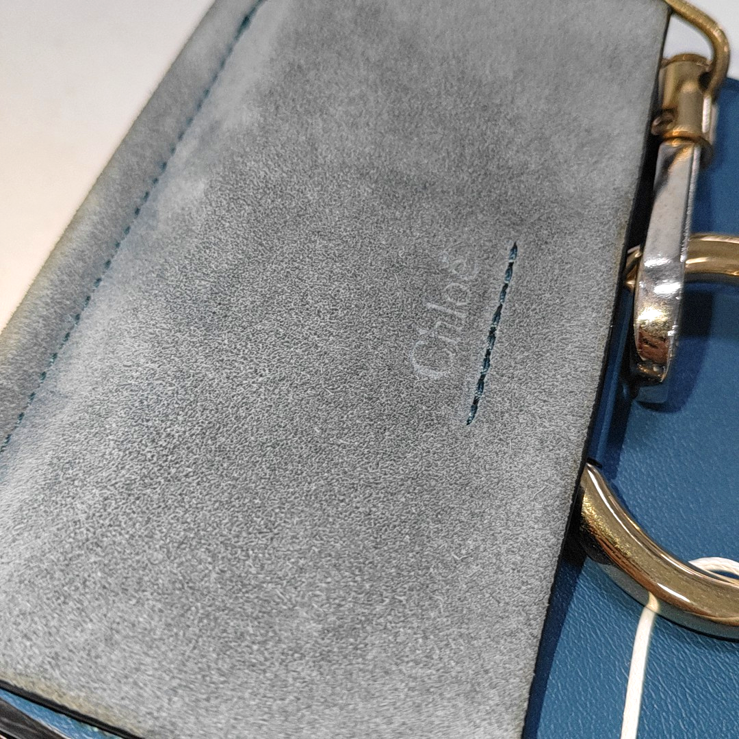 Chloé Faye Small size Blue cowhide single shoulder bag Golden hardware Removable shoulder strap-(SKU)-14470183