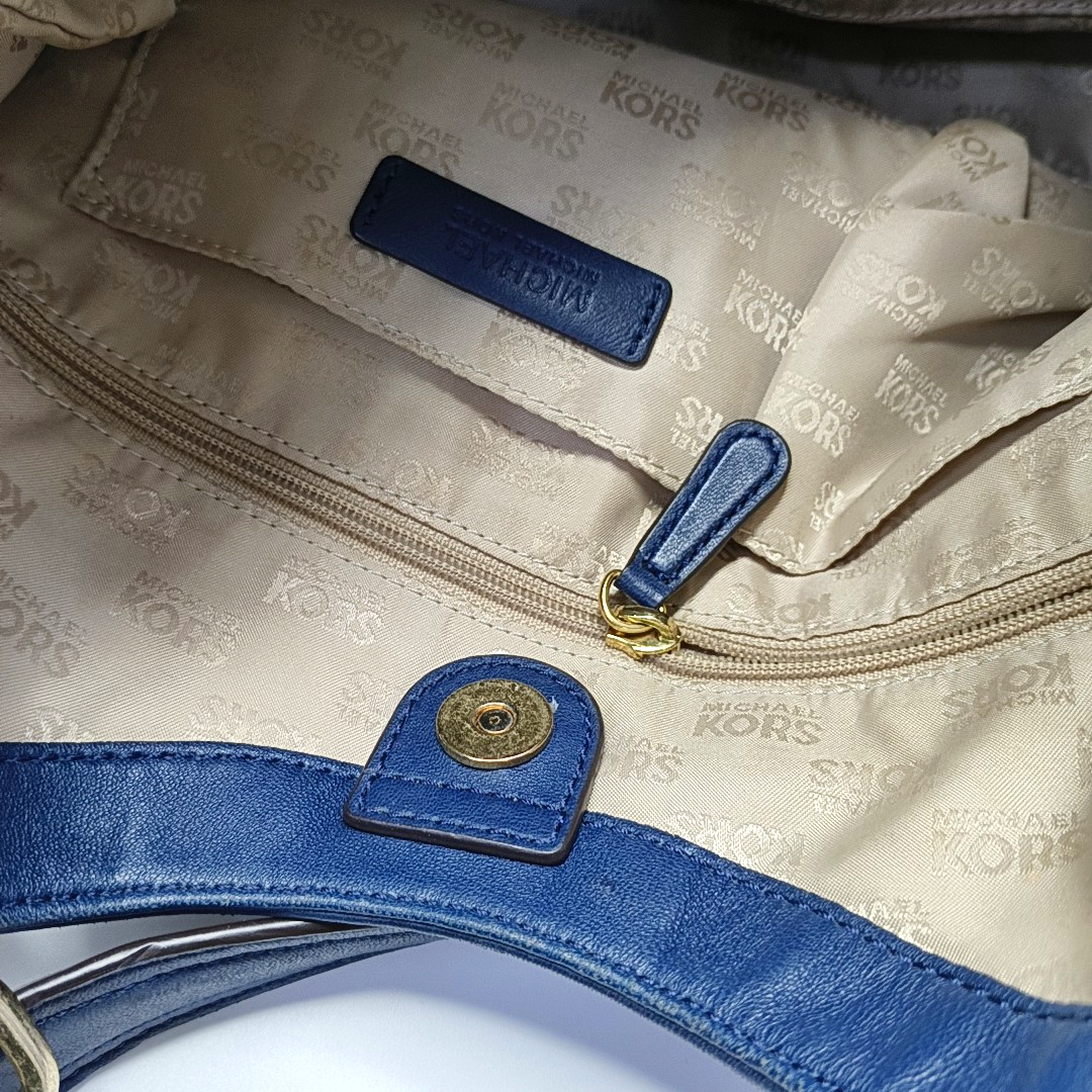 MICHAEL KORS Dark Blue Cowhide Single Shoulder Bag Handbag Golden hardware-(SKU)-928999940