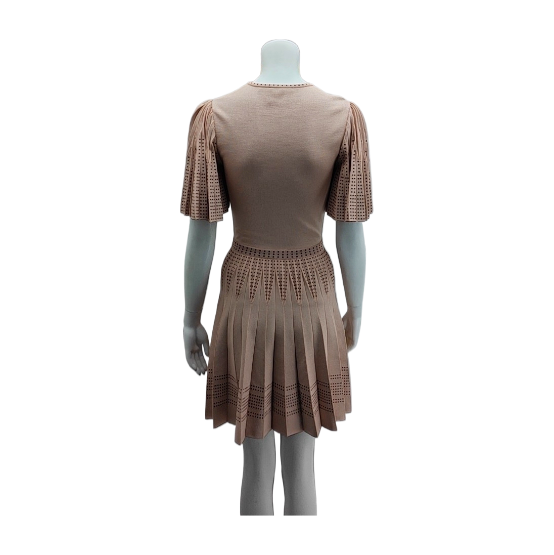 Alexander McQUEEN Scode Light Pink Wool Blended Women's Short Sleeve Midi Dress-(SKU)-935885169