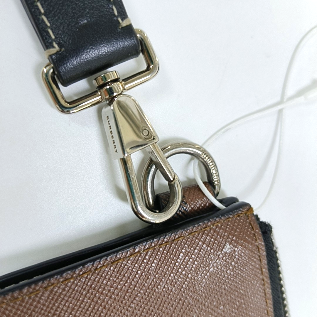 BURBERRY Large size Brown coated canvas horse race pattern clutch/handbag-(SKU)-957318549