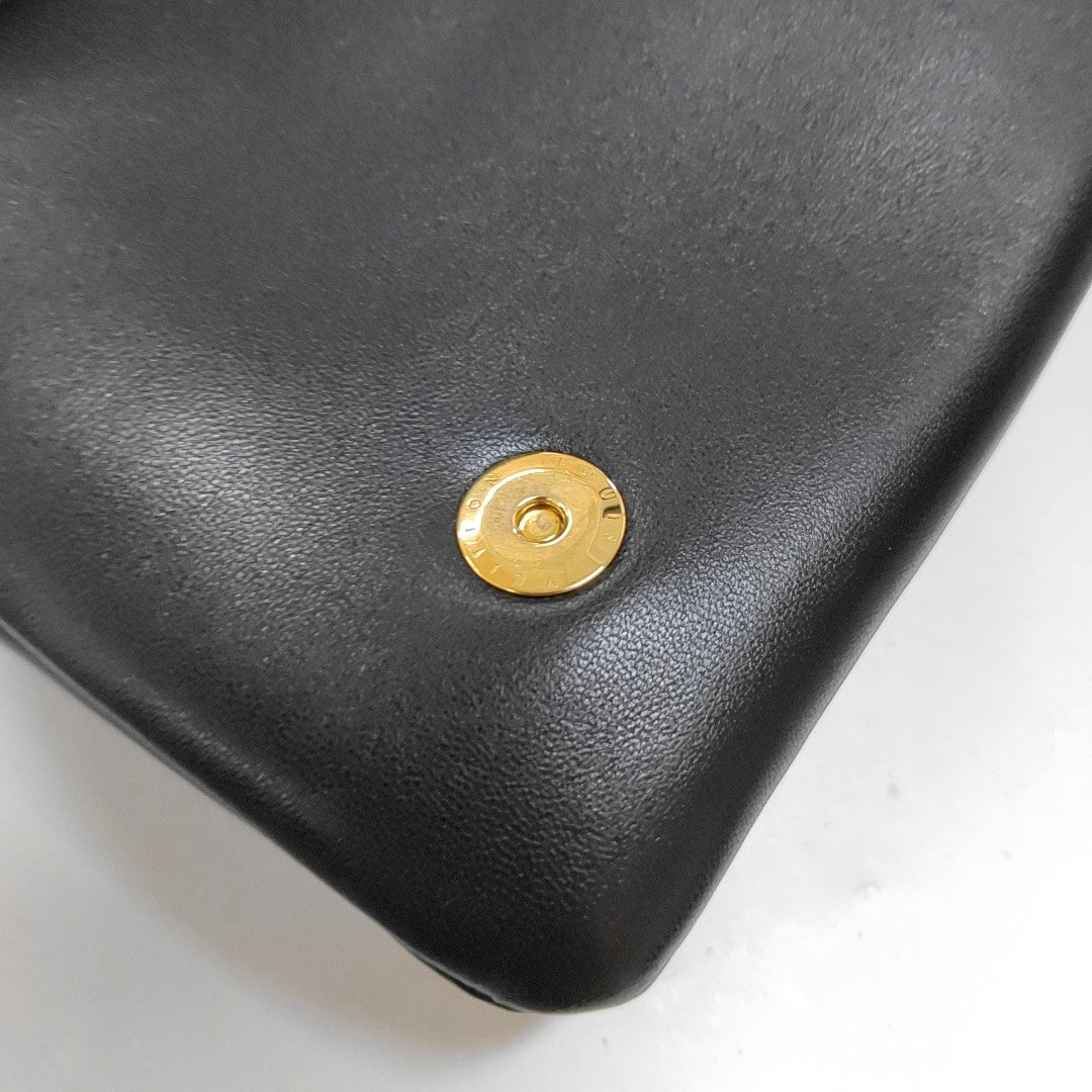 LOUIS VUITTON COUSSIN Black Lamb Skin Vintage Embossed Crossbody Shoulder Bag Tote Bag Gold Hardware Removable Strap-(SKU)-970025673