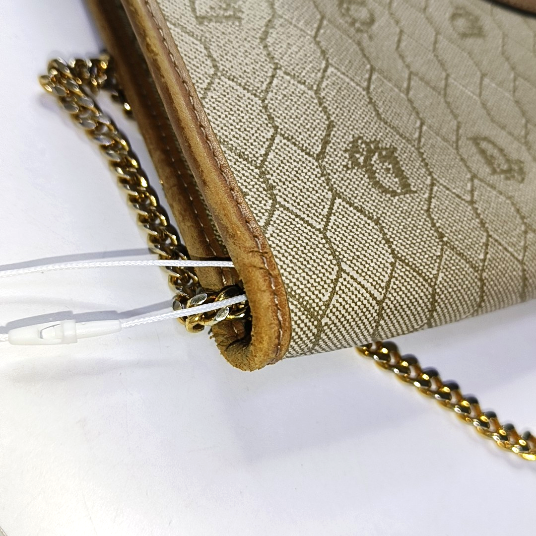DIOR Khaki Coated Canvas Monogram Printed Shoulder Bag Golden hardware-(SKU)-957692854