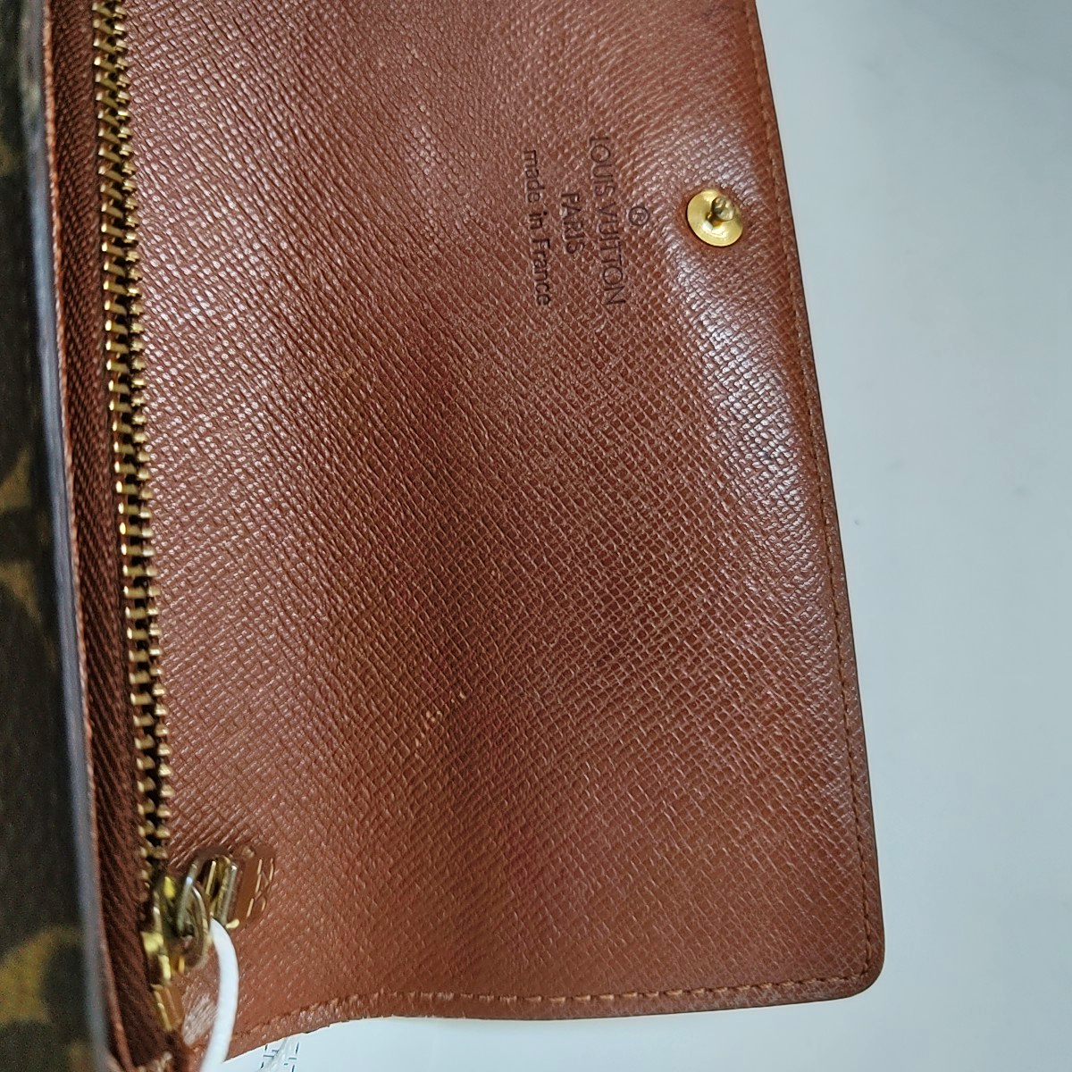 LOUIS VUITTON PORTE MONNAIE Large size Brown coated canvas vintage wallet Golden hardware-(SKU)-944949286