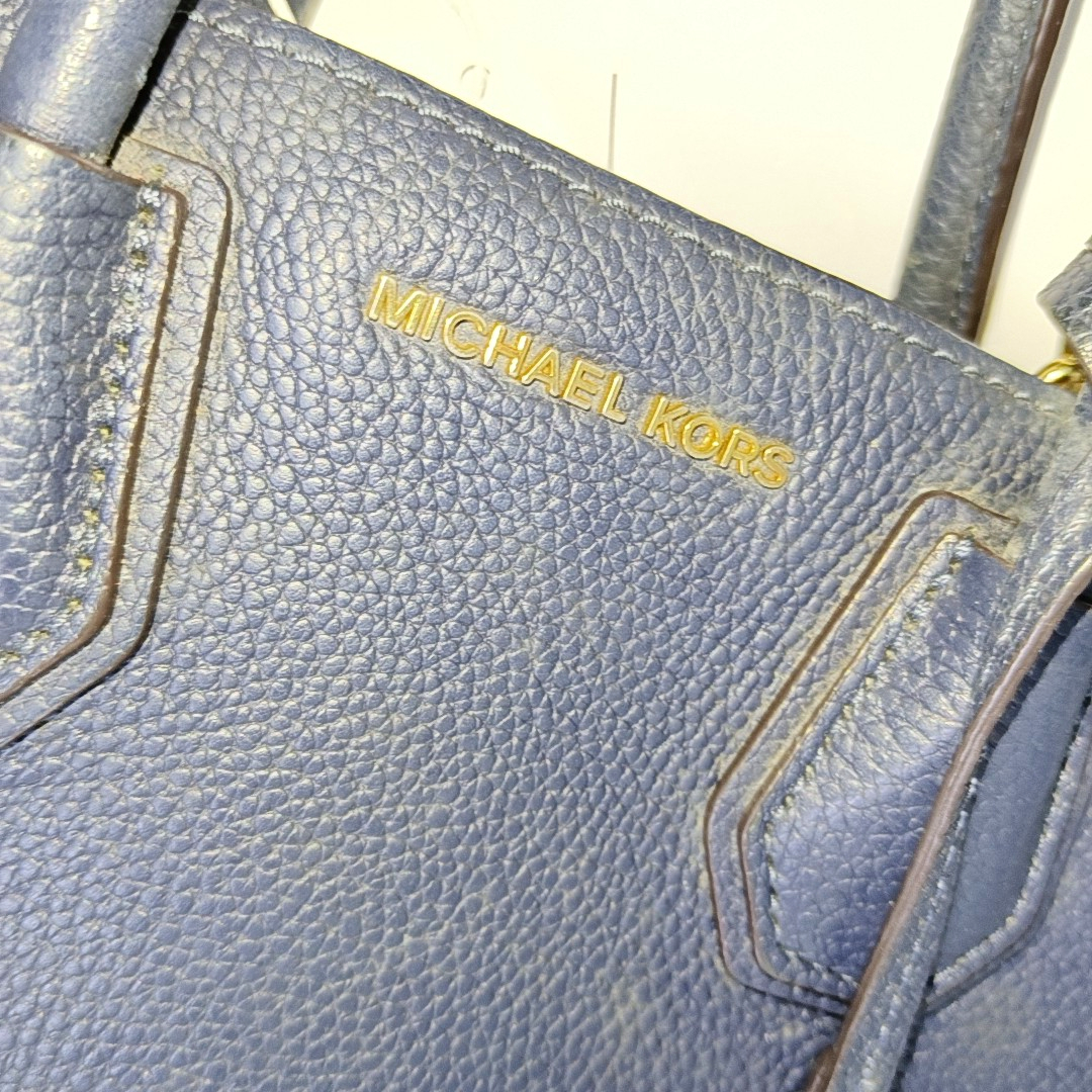 MICHAEL KORS Mercer Medium size Dark Blue Cowhide Embossed Single Shoulder Bag Handbag Crossbody Bag Golden hardware Removable shoulder strap-(SKU)-940019872