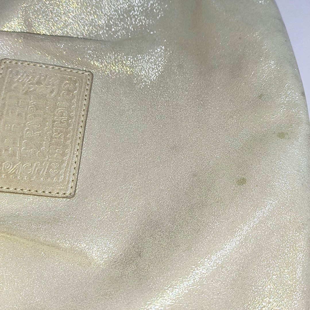 COACH Champagne Special Material Patchwork Quilted Single Shoulder Bag Silver Hardware Removable shoulder strap-(SKU)-937632095