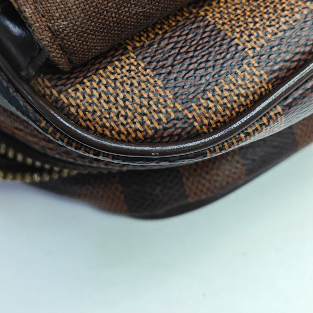 LOUIS VUITTON SHELTON Medium size Brown coated canvas checkered postman bag crossbody single shoulder bag Golden hardware-(SKU)-946505264