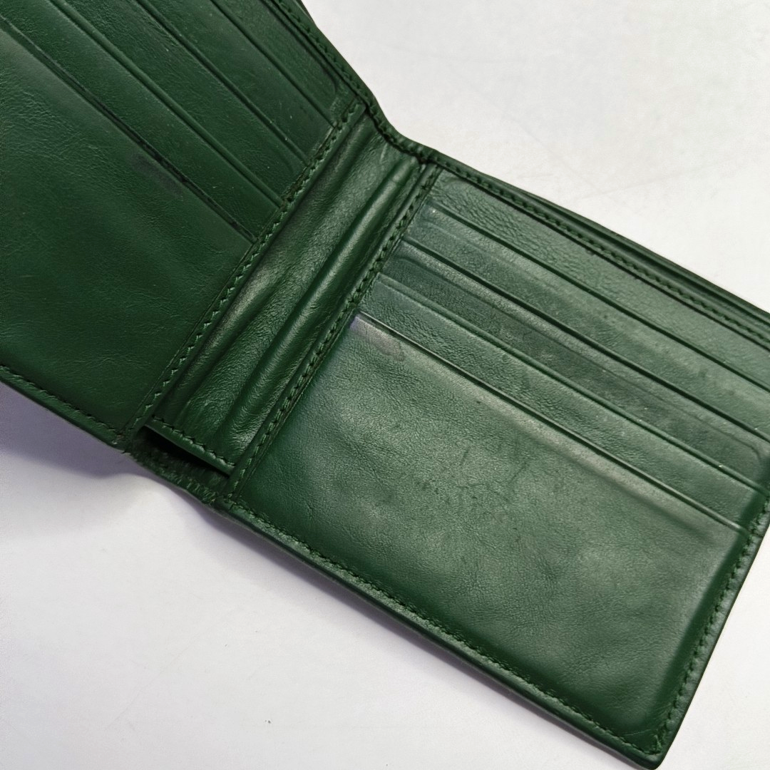 BOTTEGA VENETA Dark Green Leather Woven Wallet-(SKU)-957985549