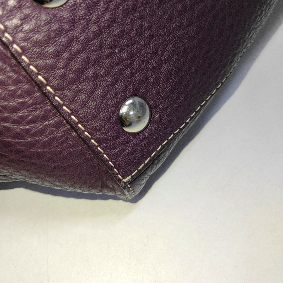 COACH Tote bag Purple Leather Handbag Silver Hardware-(SKU)-938235909