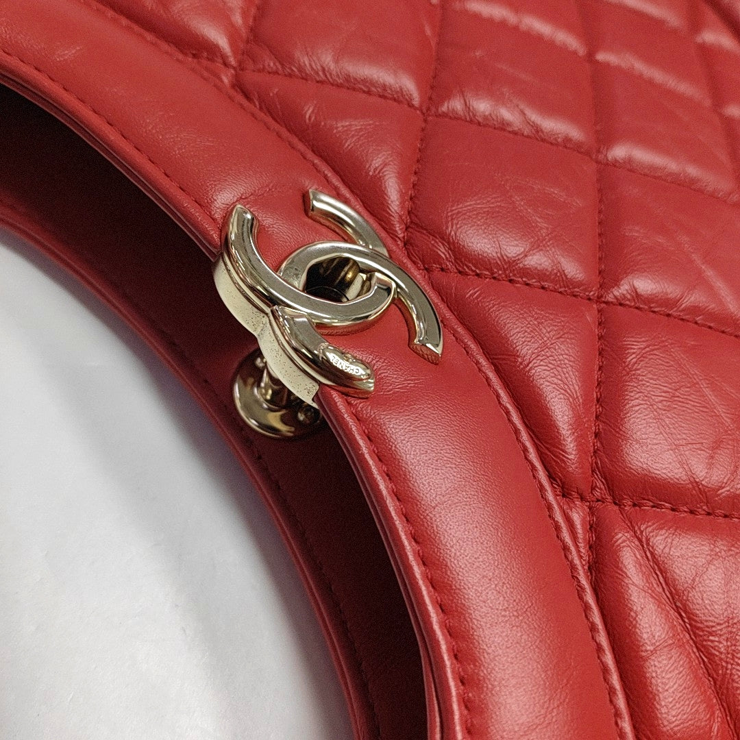 CHANEL CHANEL 31 Red Calfskin Quilted Handbag Single Shoulder Bag Gold Hardware 30 Clasp-(SKU)-970274590
