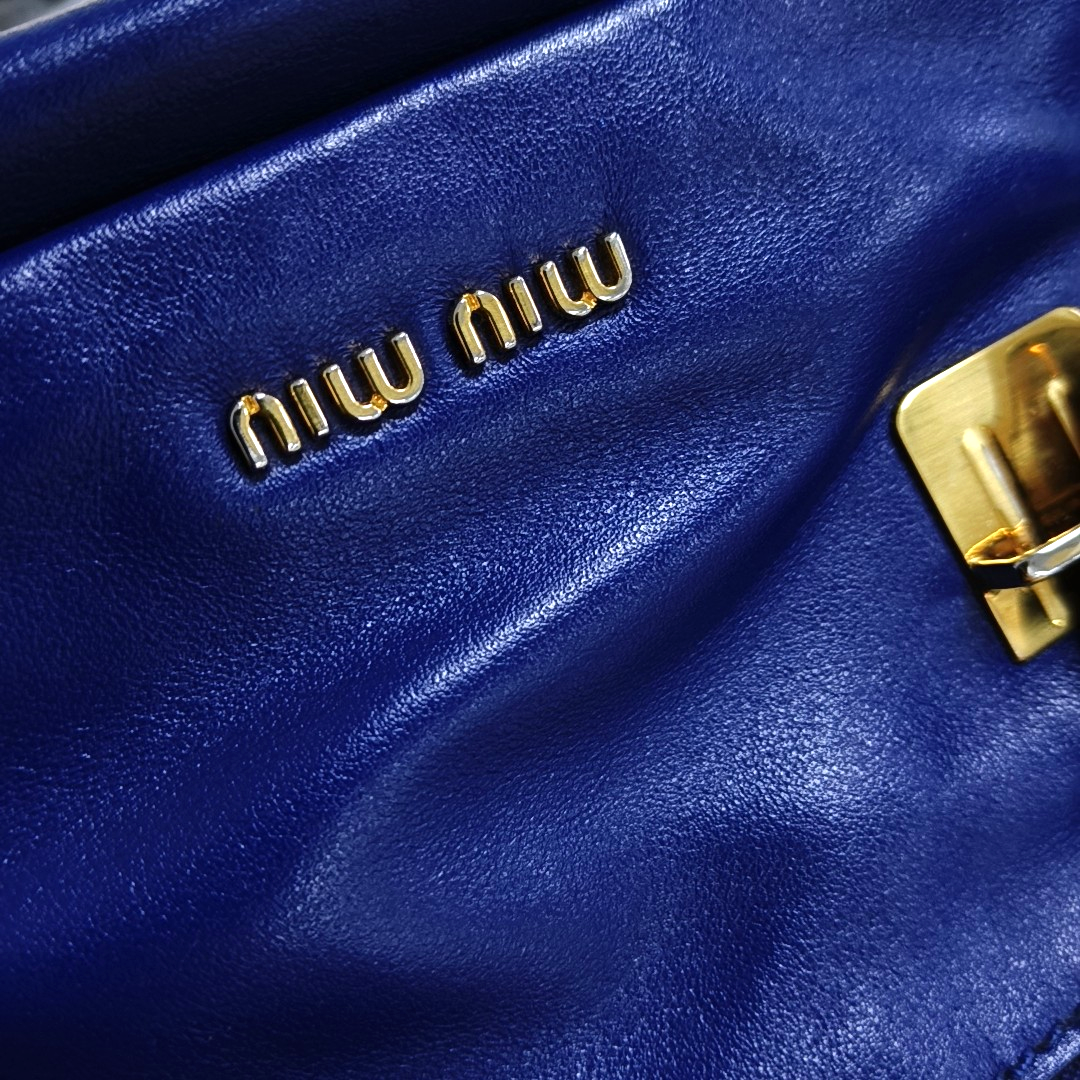 Miu Miu Blue cowhide crossbody, handbag, shoulder bag Golden hardware Removable shoulder strap-(SKU)-947569134