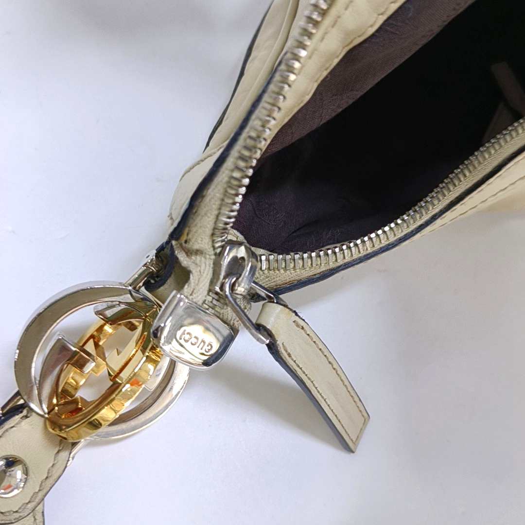 GUCCI Beige Cowhide Monogrammed Tote Handbag Single Shoulder Bag Golden hardware-(SKU)-959591778