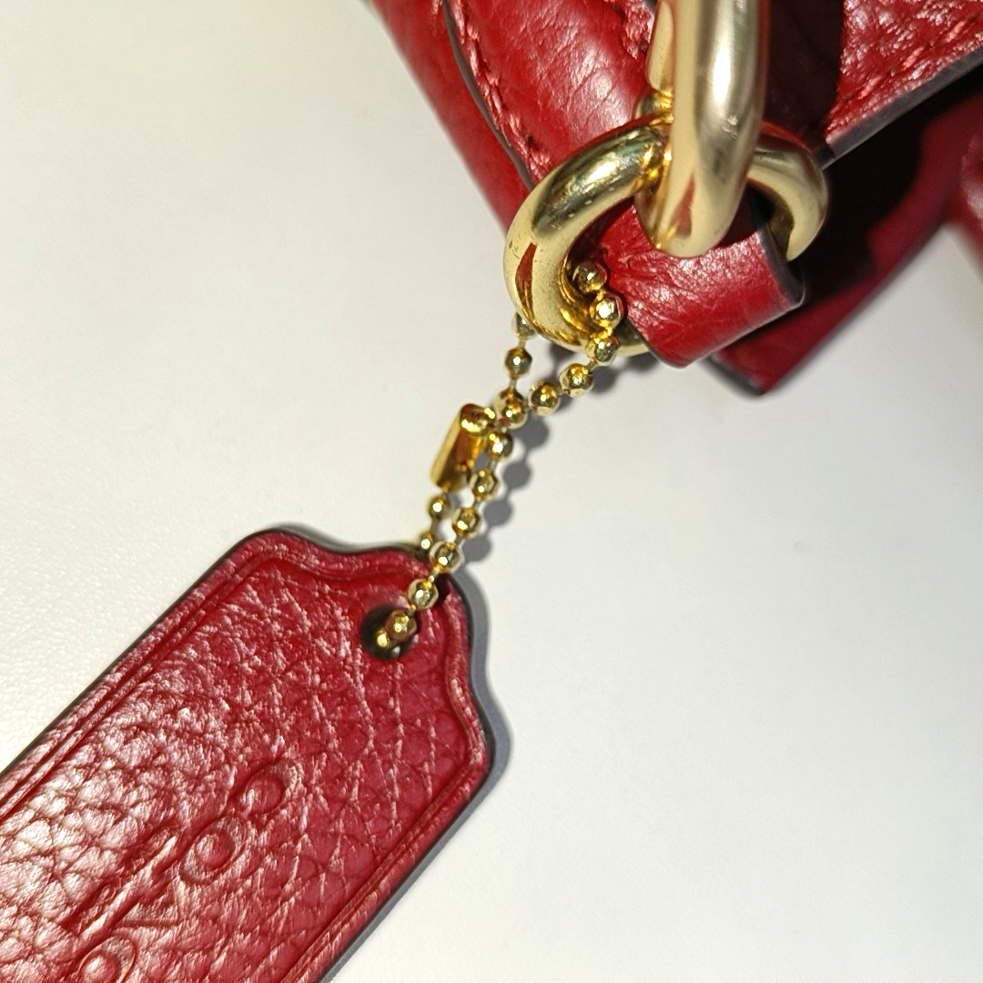COACH Tote bag Red Leather Carriage Single Shoulder Bag Crossbody Tote Bag Golden hardware Removable shoulder strap-(SKU)-14064903