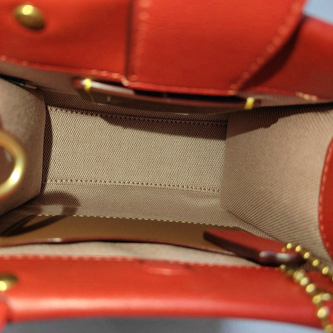 COACH CASHIN mini Red Leather Single Shoulder Bag Crossbody Bag Handbag Golden hardware Removable shoulder strap-(SKU)-950892383