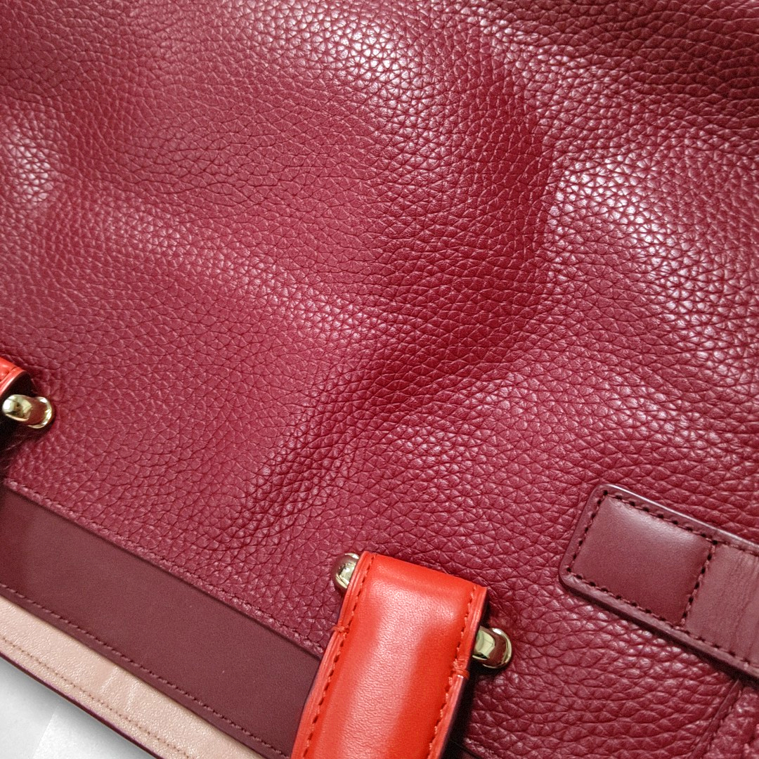 COACH SWAGGER Maroon Cowhide Single Shoulder Bag Handbag Golden hardware Removable shoulder strap-(SKU)-934444817