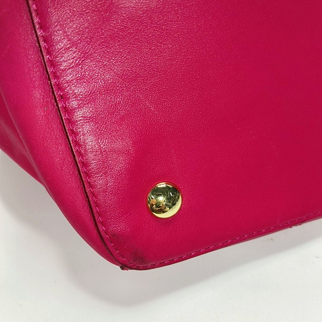 COACH Colette Fuchsia Leather Shoulder Tote Crossbody Bag Golden hardware Removable shoulder strap-(SKU)-931965984