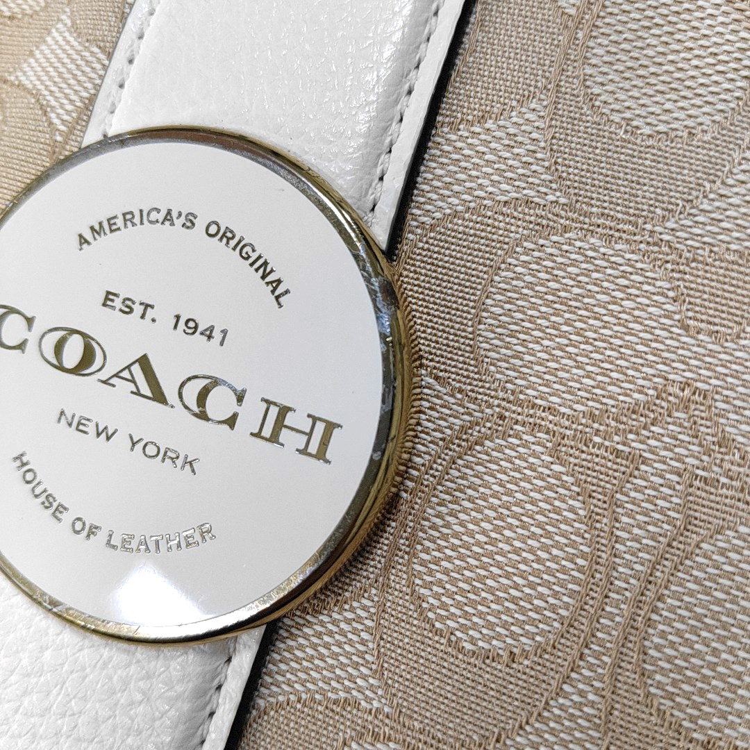 COACH Beige Canvas Monogrammed Crossbody Bag Shoulder Bag Golden hardware Removable shoulder strap-(SKU)-940143188