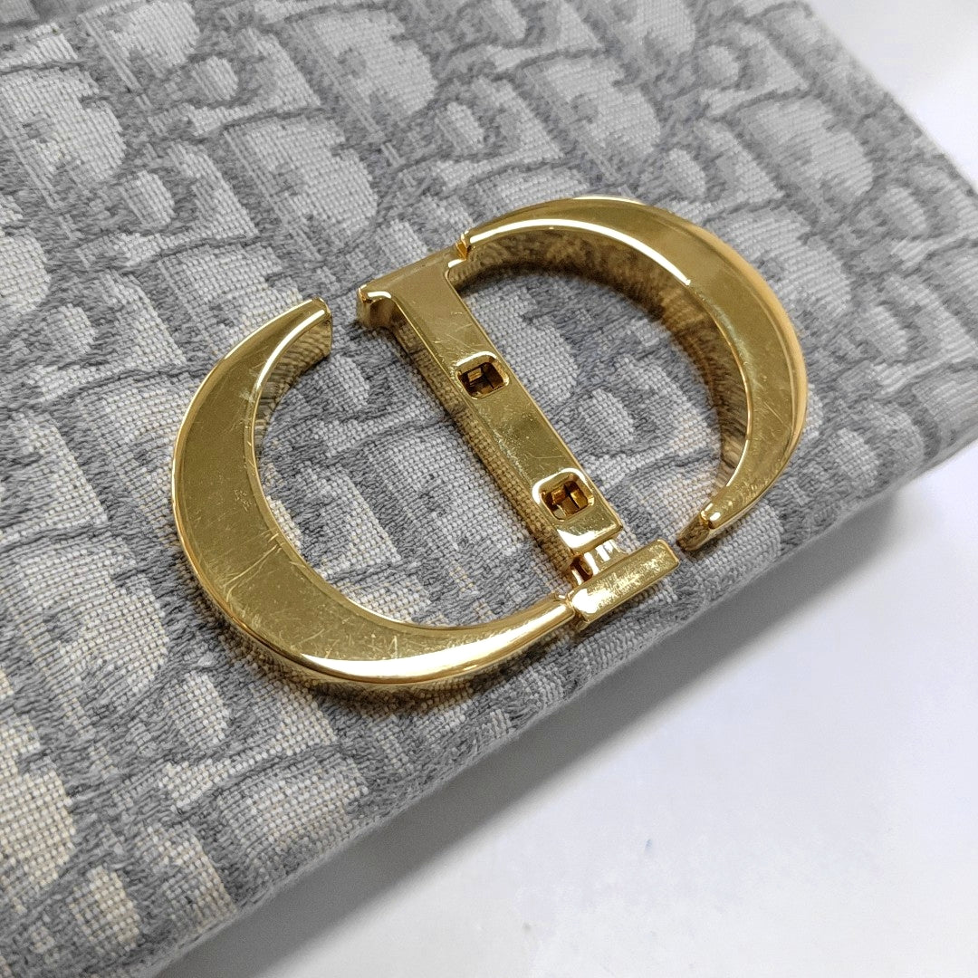 DIOR 30 Montaigne Grey Canvas Monogram Montaigne Bag Crossbody Shoulder Bag-(SKU)-966440601