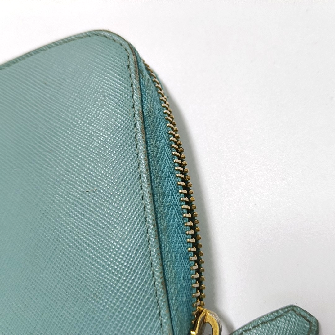 PRADA Green Calfskin Leather Cross Grain Wallet Golden hardware-(SKU)-954322773