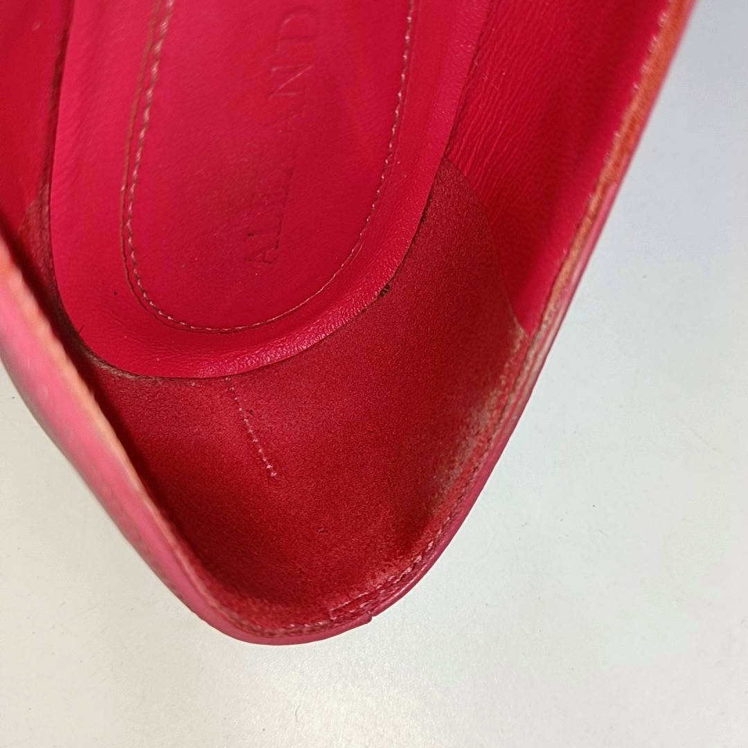 Alexander McQUEEN 35.5code Autumn Winter Pink Leather Women's Low Heel Dress Shoes-(SKU)-13692283
