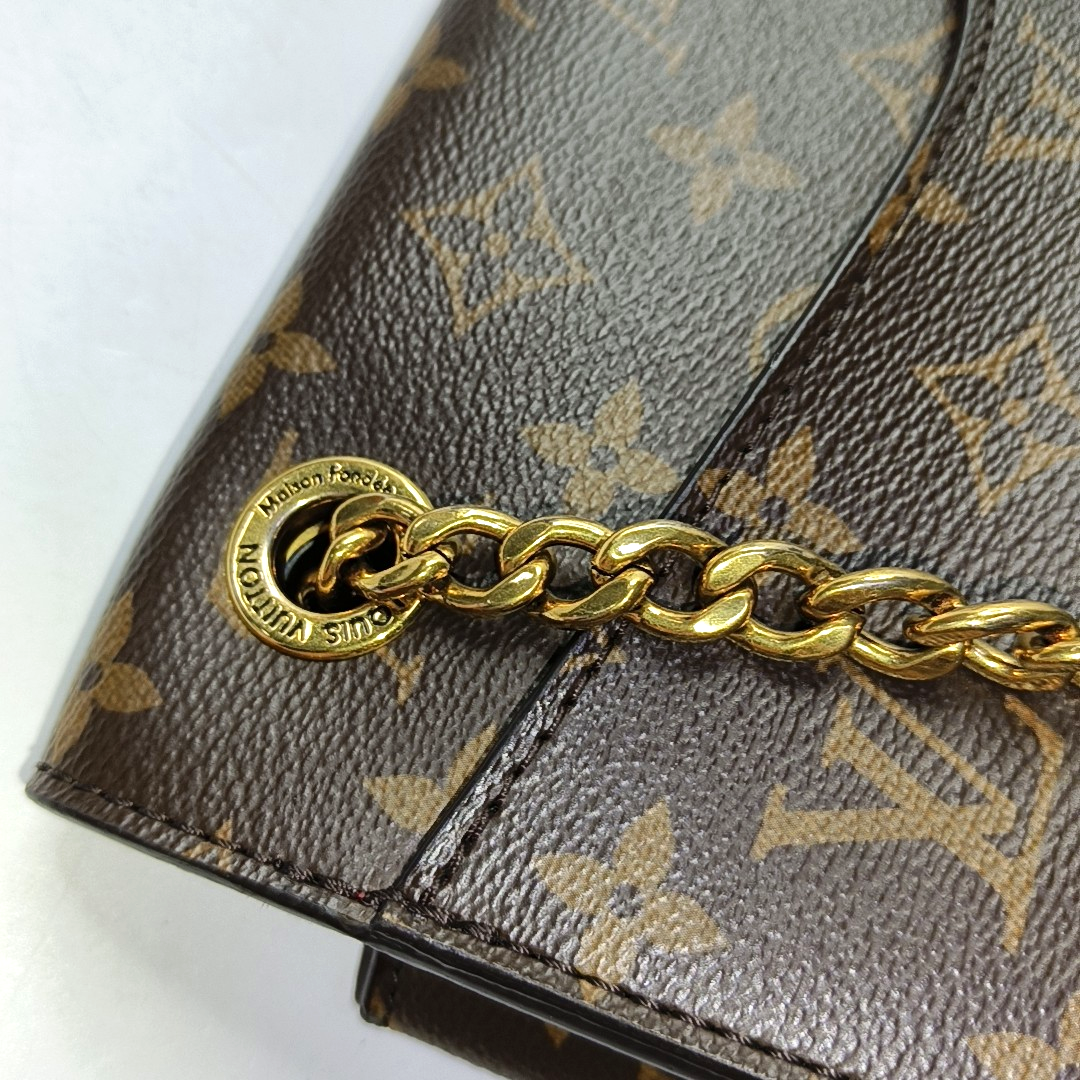 LOUIS VUITTON PASSY Brown Coated Canvas Monogram Shoulder Bag Crossbody with Gold Hardware-(SKU)-954357157