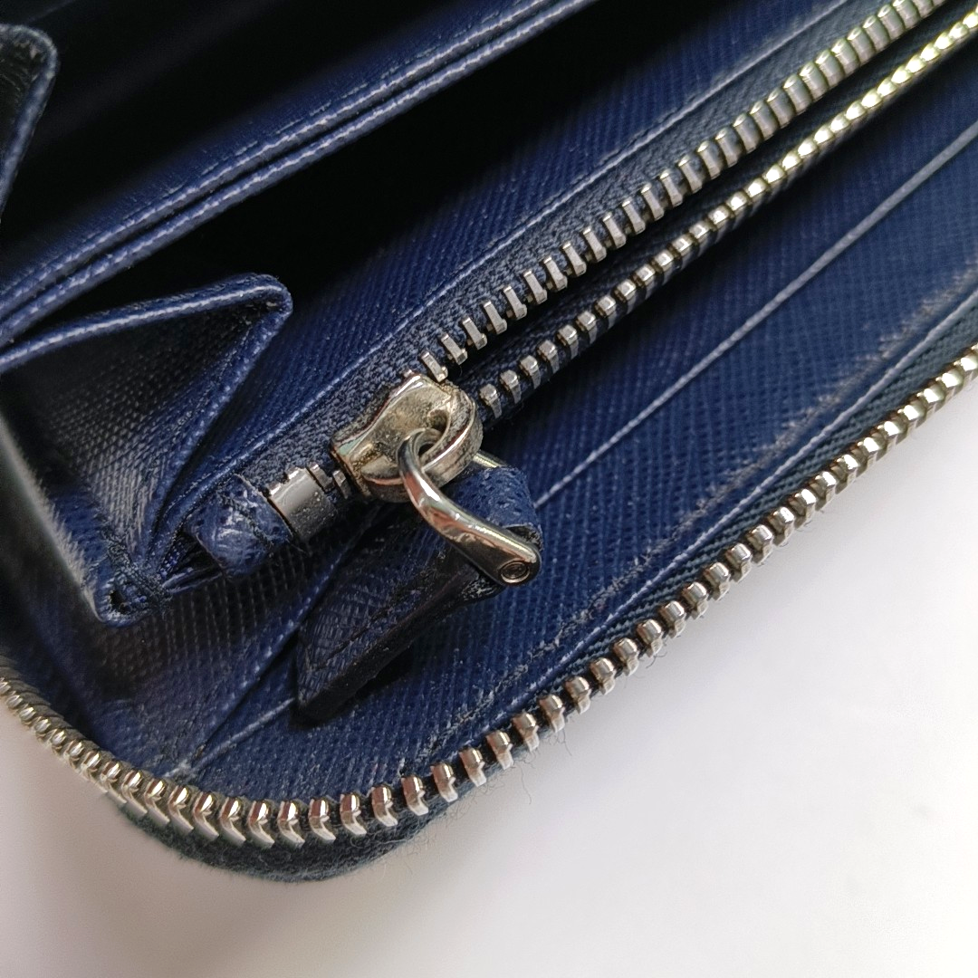 PRADA Large size Blue Calfskin Cross Grain Handbag Silver Hardware-(SKU)-956354094
