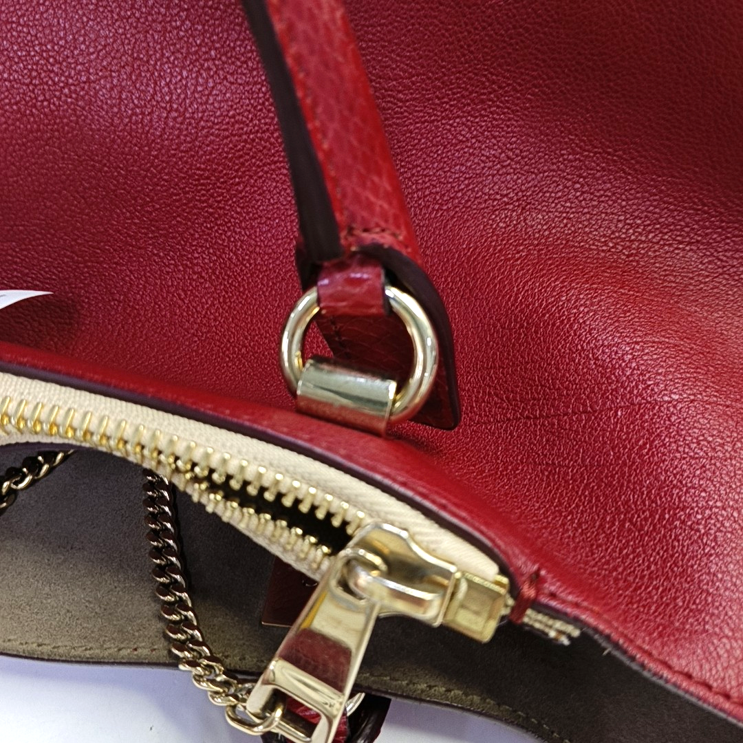 Chloé Baylee Red Cowhide Handbag Single Shoulder Bag Crossbody Bag Golden hardware-(SKU)-947725847