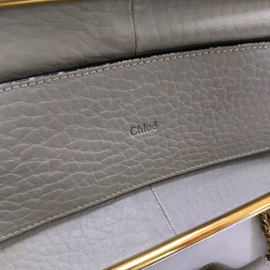 Chloé Sally Medium size Grey Leather Single Shoulder Bag Golden hardware-(SKU)-958155773