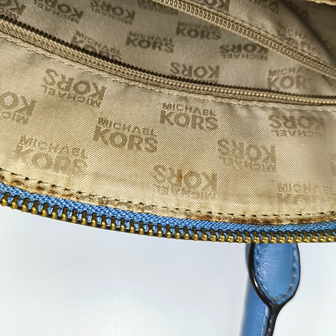 MICHAEL KORS Tote bag Small size Blue Cowhide Studs Single Shoulder Bag Tote Bag Crossbody Bag Golden hardware Removable shoulder strap-(SKU)-929655506