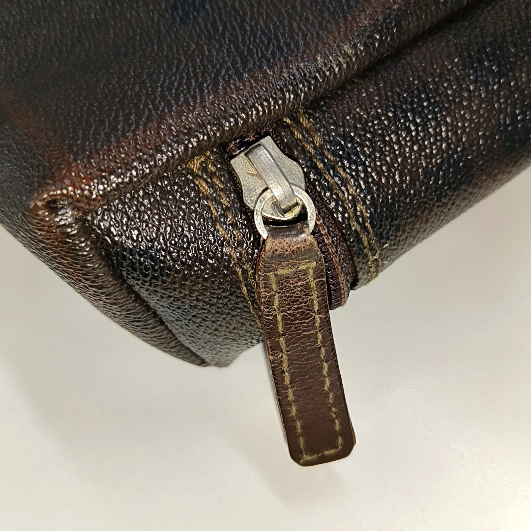 BURBERRY Dark brown coated canvas printed handbag Silver Hardware-(SKU)-14497156