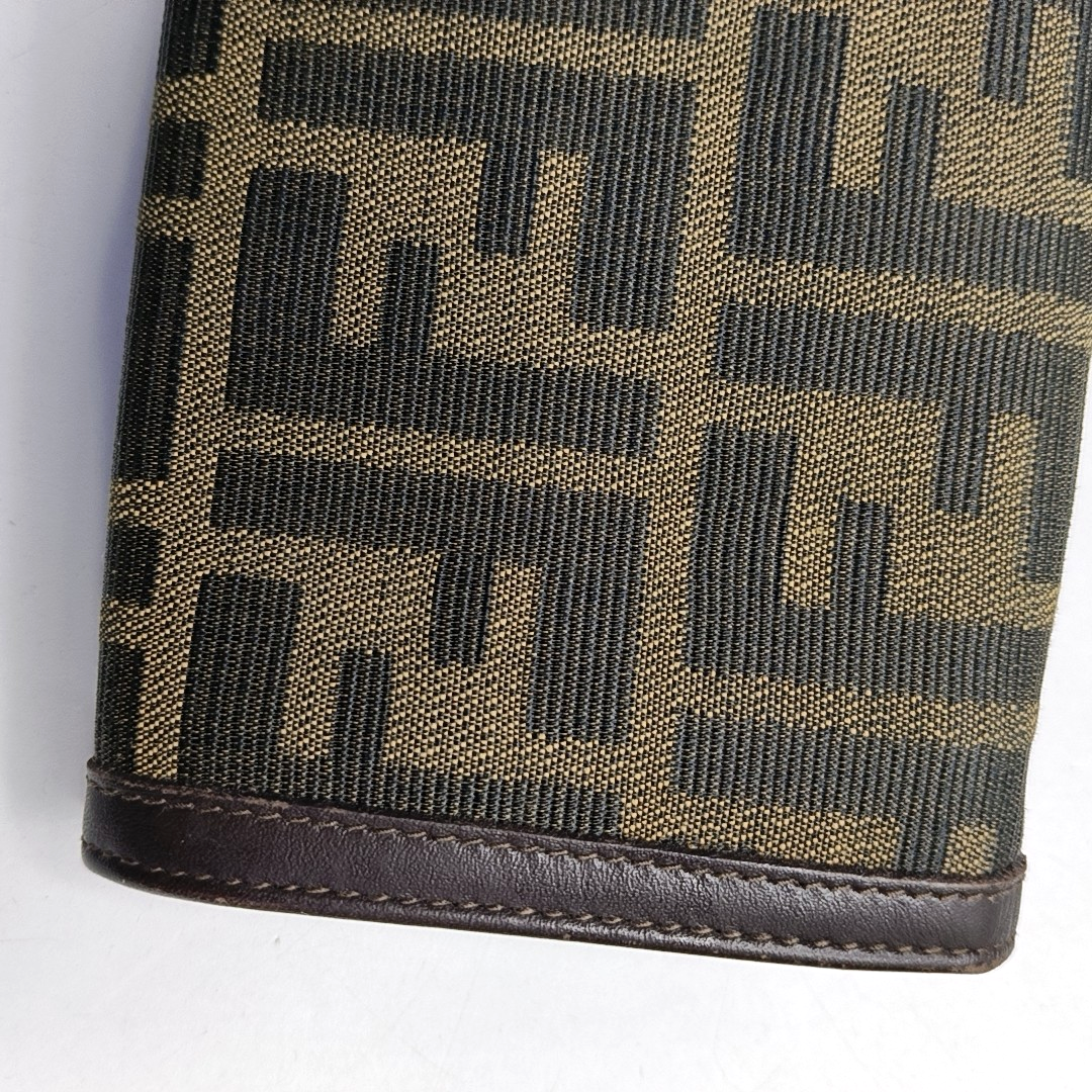 FENDI 棕色帆布双F钱包-(SKU)-952489575