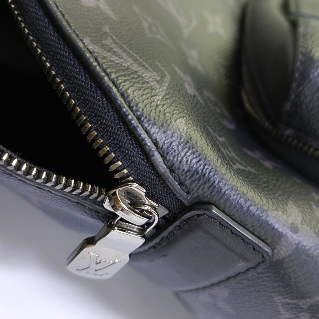 LOUIS VUITTON DISCOVERY Small Black Coated Canvas Monogram Black Samurai Backpack Tote Bag with Silver Hardware-(SKU)-967721864