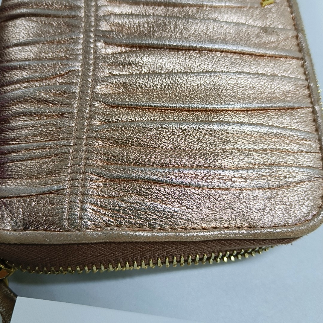 PRADA Rose Gold Sheepskin Quilted Wallet Golden hardware-(SKU)-959285692
