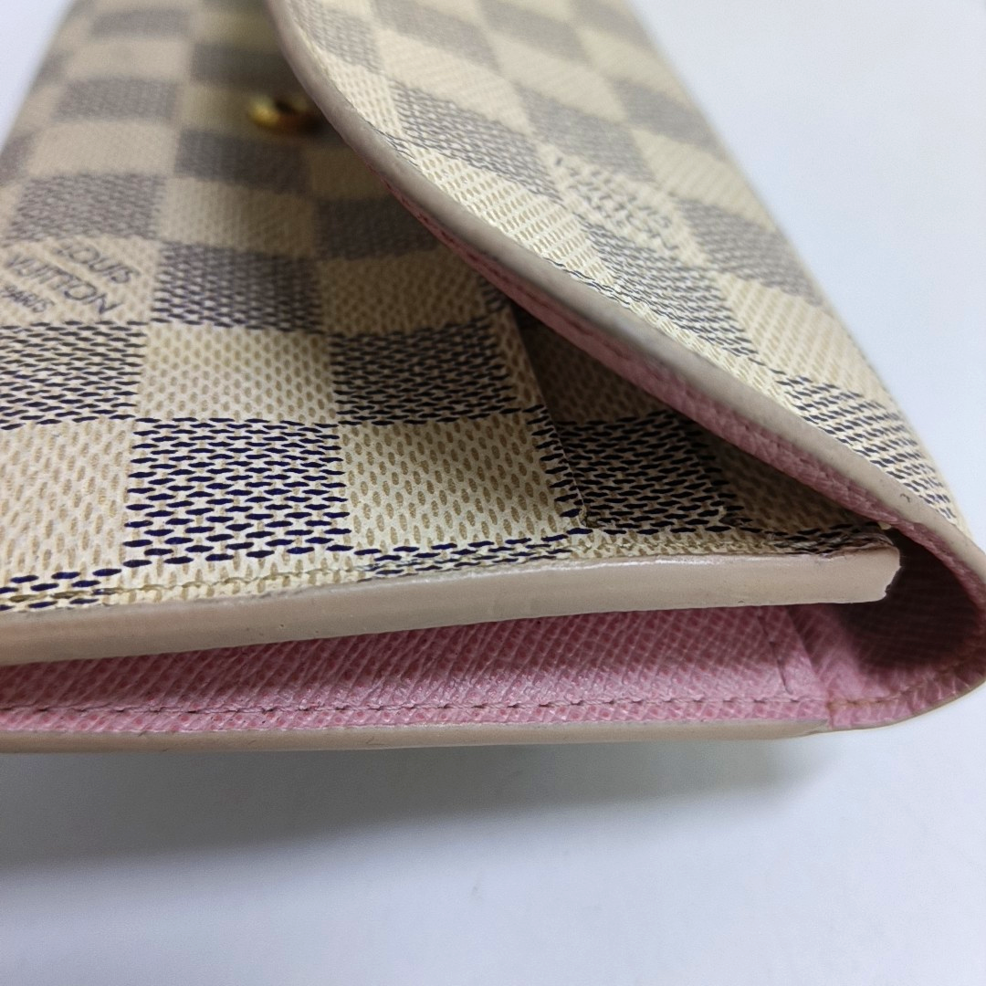 LOUIS VUITTON EMILIE White Coated Canvas Checkered Wallet Golden hardware-(SKU)-954698850