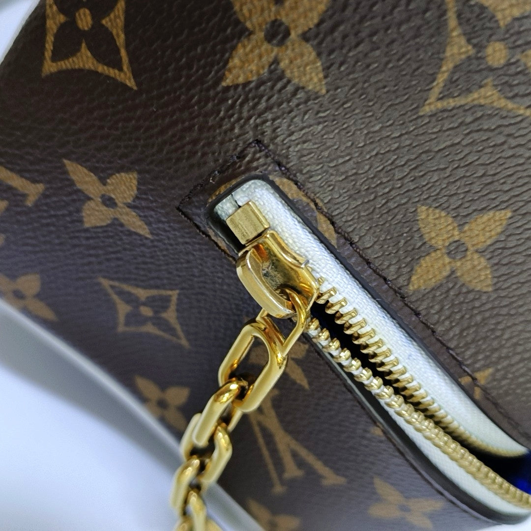 LOUIS VUITTON CLOAKROOM DOPP KIT Brown Coated Canvas Monogram Travel Bag Golden Hardware-(SKU)-968510986