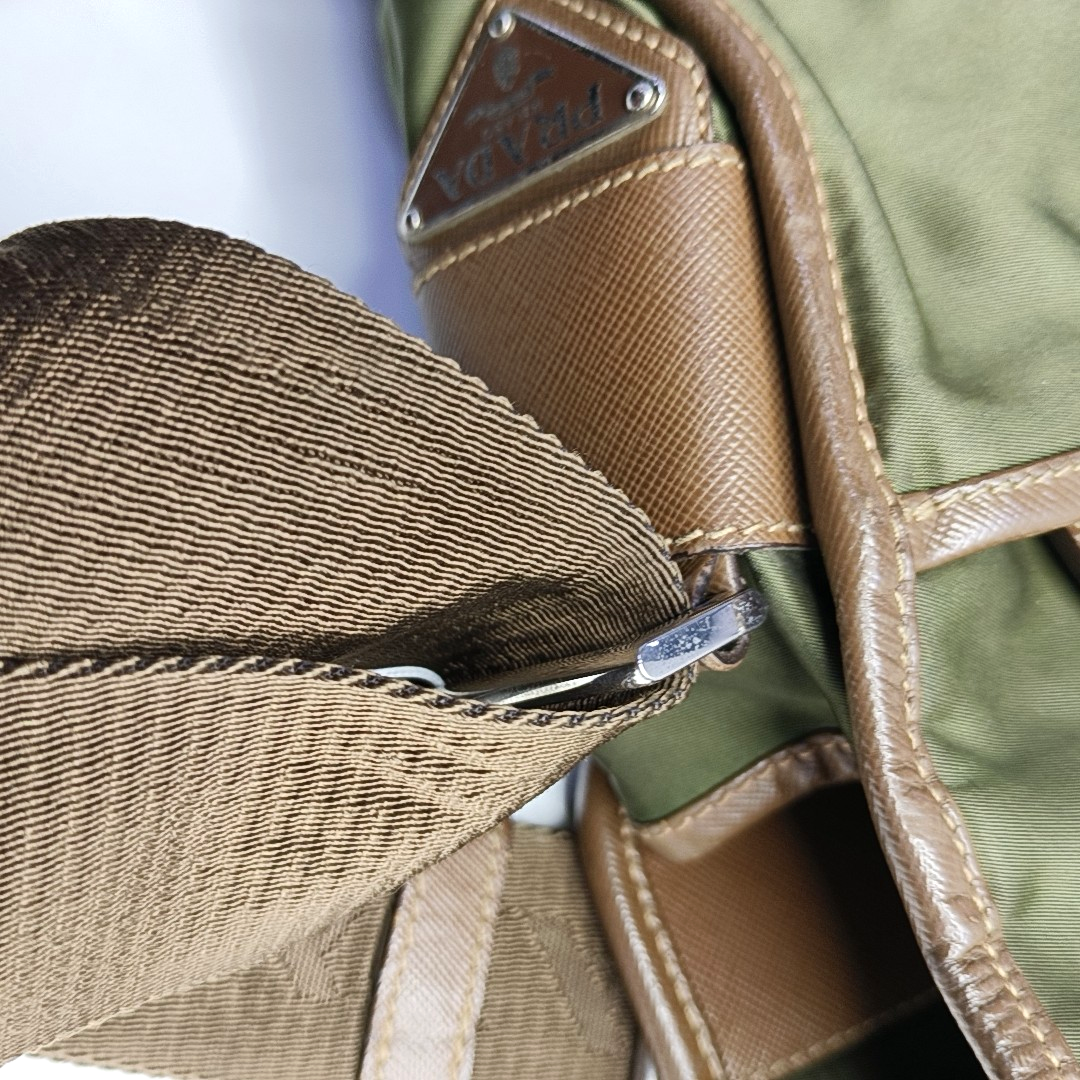 PRADA Green Nylon Crossbody Bag Single Shoulder Bag Silver Hardware-(SKU)-953032418