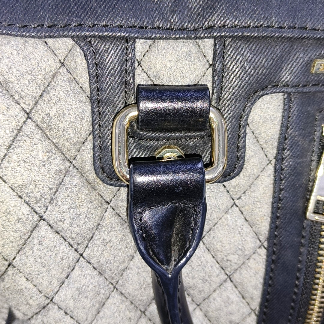 DIESEL Gray Fabric Quilted Single Shoulder Bag Golden hardware Removable shoulder strap-(SKU)-938079464
