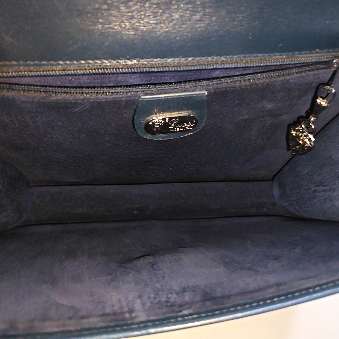 GUCCI Dark blue cowhide shoulder bag Silver Hardware-(SKU)-933996444