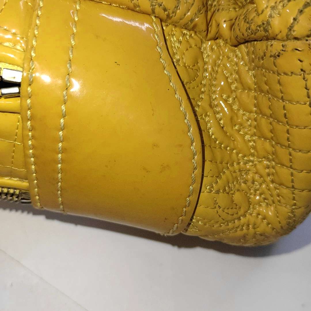 VERSACE Yellow Patent Leather Quilted Handbag Golden hardware-(SKU)-930265862
