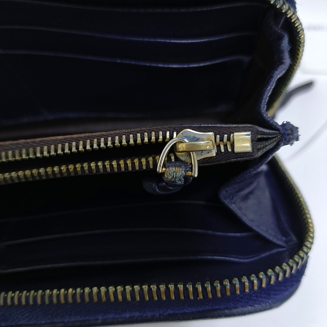 BOTTEGA VENETA Veneta Navy Blue Cowhide Braided Wallet Black hardware-(SKU)-943401701