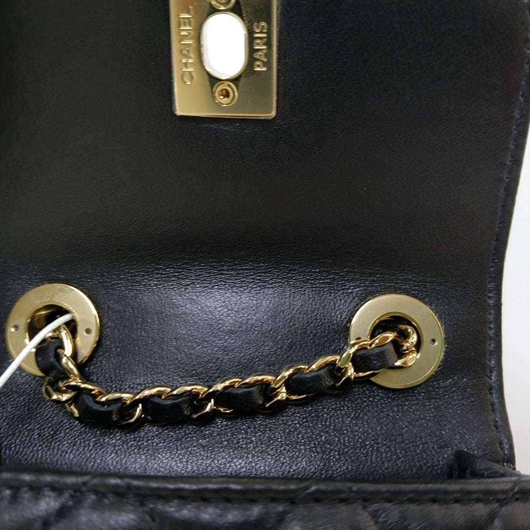 CHANEL TRENDY CC Black Lamb Skin Quilted Single Shoulder Bag Crossbody Bag Golden Hardware-(SKU)-967363418