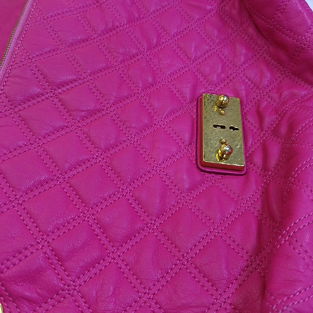 MARC JACOBS Fuchsia Leather Quilted Crossbody Bag Golden hardware-(SKU)-944011217