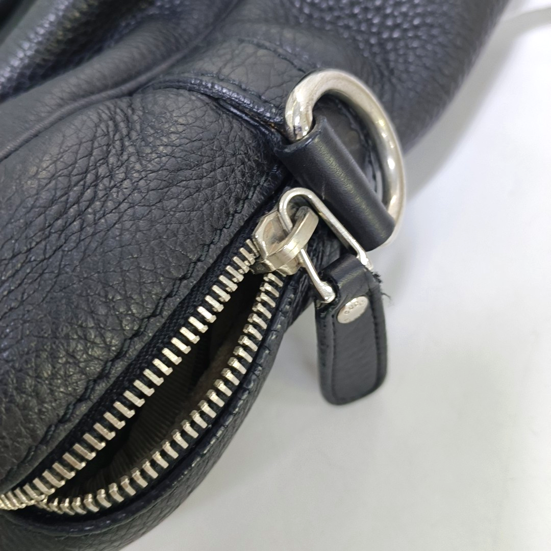 GUCCI Black Leather Single Shoulder Bag Handbag Crossbody Silver Hardware Removable shoulder strap-(SKU)-953641445
