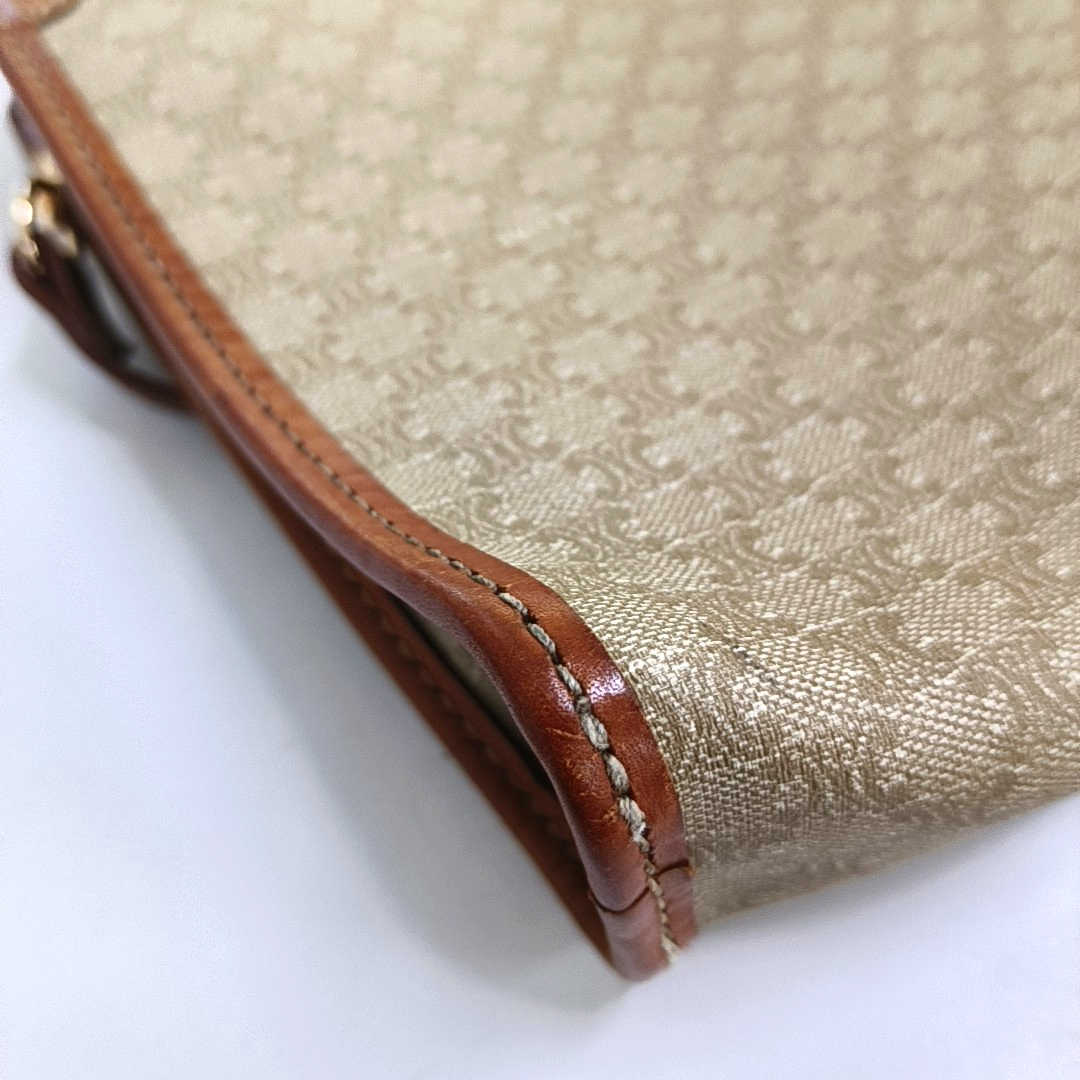 CELINE MACADAM CLUTCHES Khaki Coated Canvas Triumph Clutch Golden hardware-(SKU)-946907991