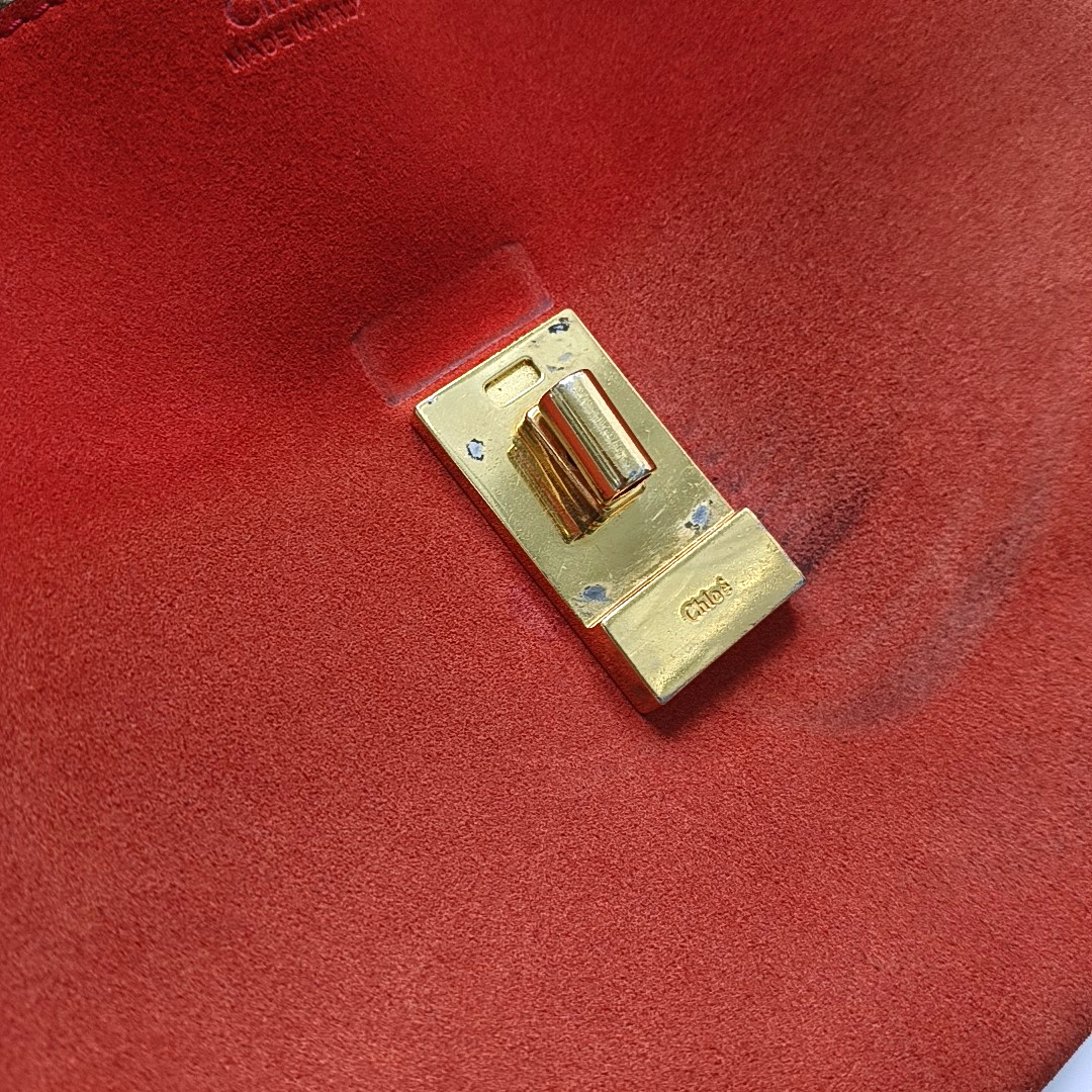 Chloé Drew Medium size Red Leather Piggy Bag Crossbody Single Shoulder Bag Golden hardware-(SKU)-950713854