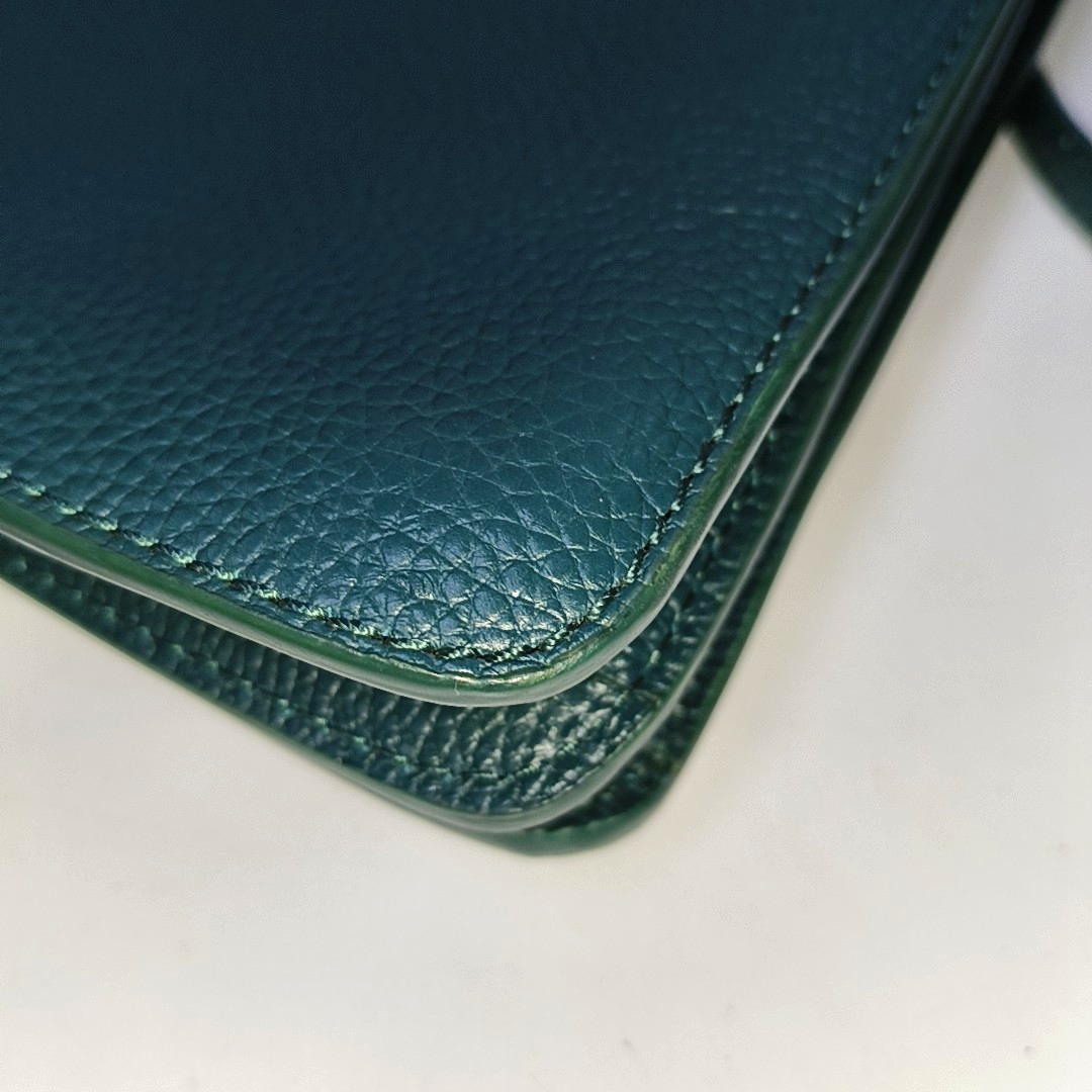 Botkier Dark Green Leather Single Shoulder Bag Handbag Crossbody Silver Hardware shoulder straps-(SKU)-942034338