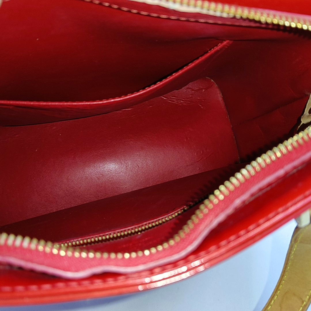 LOUIS VUITTON HOUSTON Red Lacquered Leather Texture Handbag Shoulder Bag Golden hardware Vintage model-(SKU)-943924336