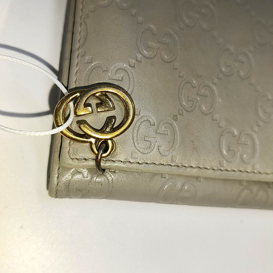 GUCCI Microguccissima Light Gray Cowhide Vintage Embossed Wallet Golden hardware-(SKU)-14418012