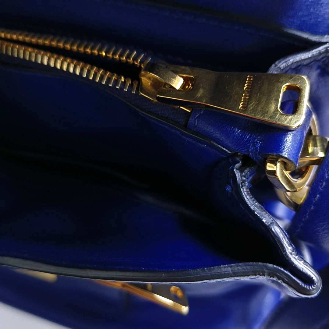Miu Miu Blue cowhide crossbody, handbag, shoulder bag Golden hardware Removable shoulder strap-(SKU)-947569134