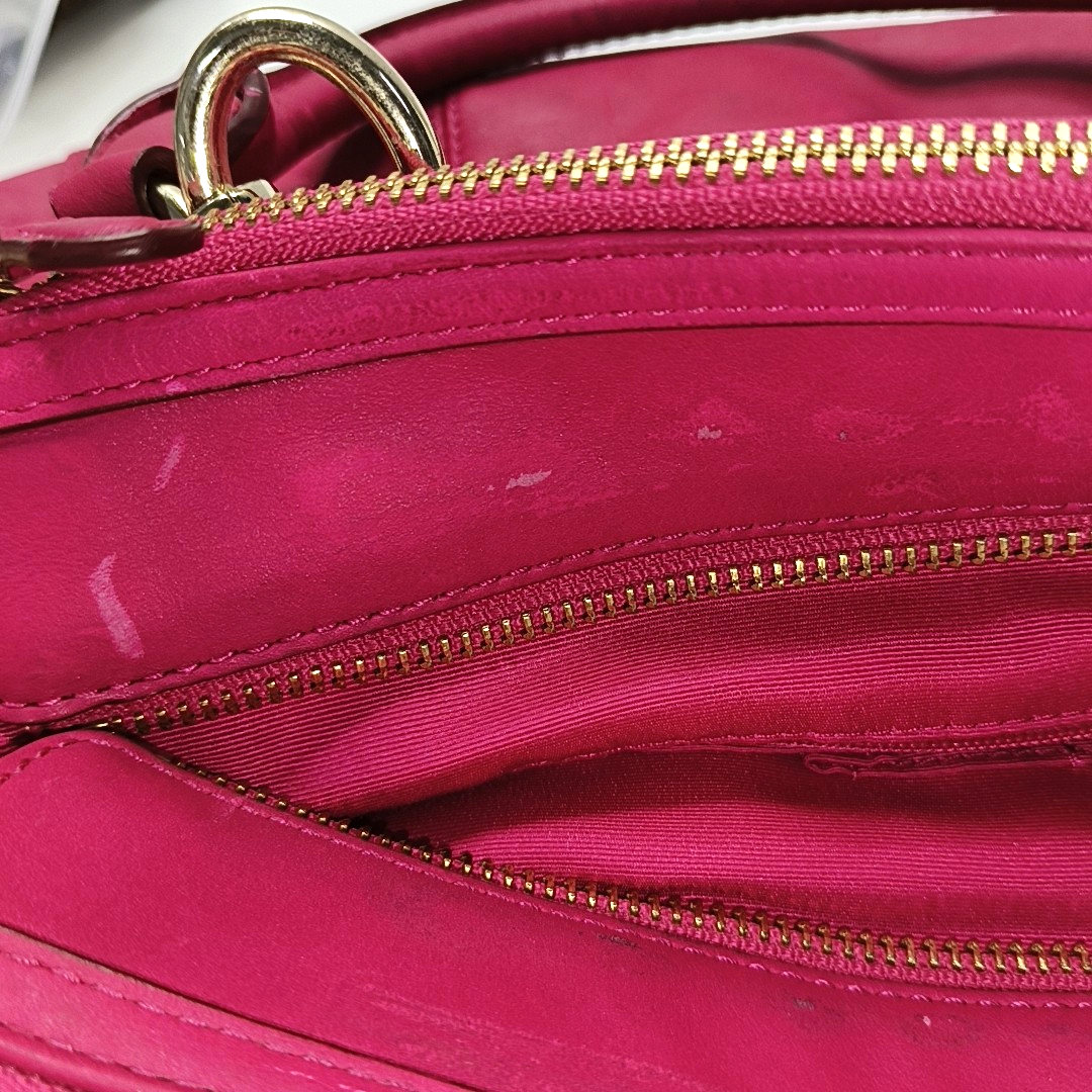 COACH Colette Fuchsia Leather Shoulder Tote Crossbody Bag Golden hardware Removable shoulder strap-(SKU)-931965984